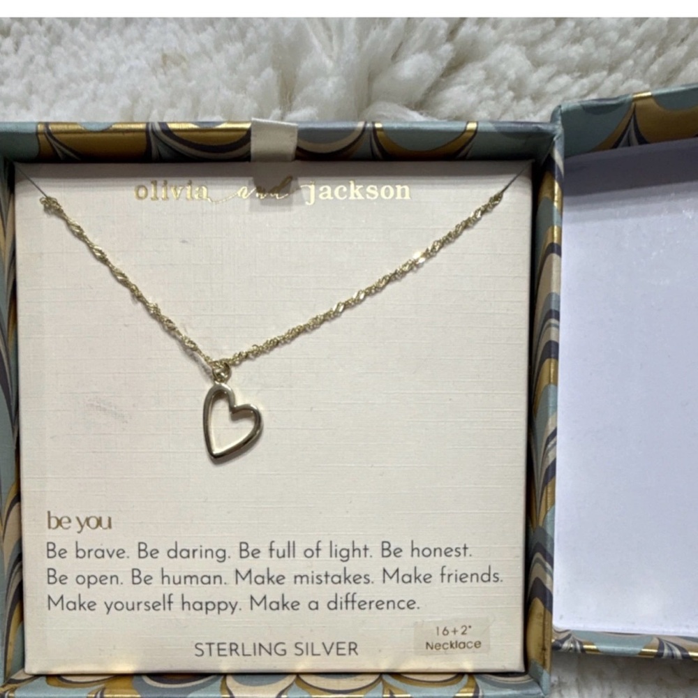 Sterling Silver Open Heart Necklace - Silver